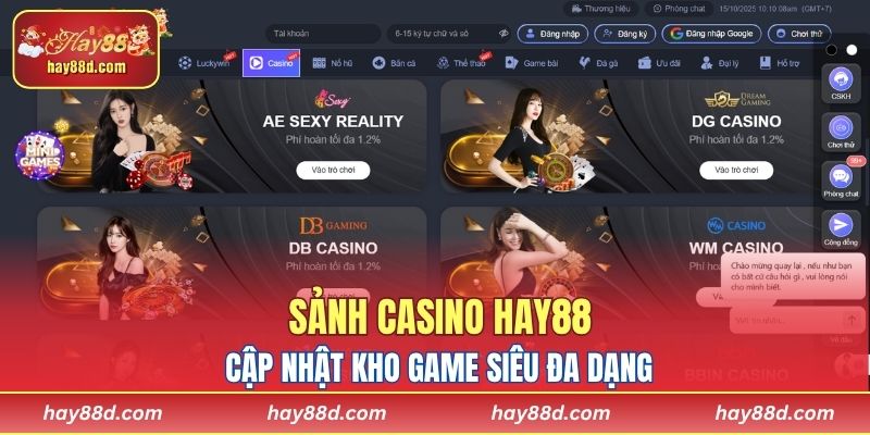 Sảnh Casino HAY88 cập nhật kho game siêu đa dạng