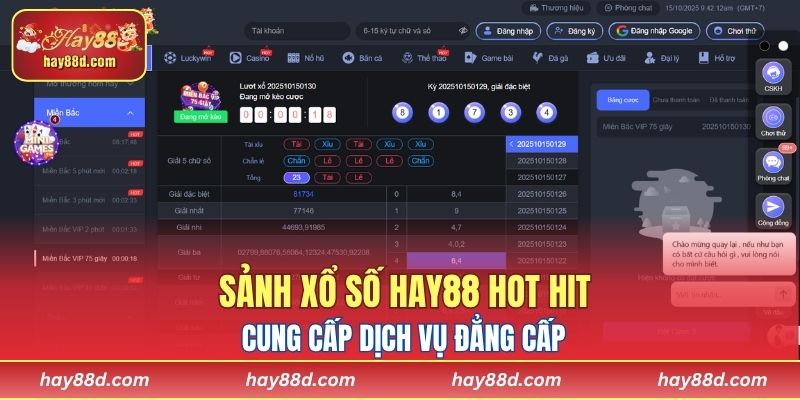 Sảnh Xổ Số HAY88 hot hit cung cấp dịch vụ đẳng cấp
