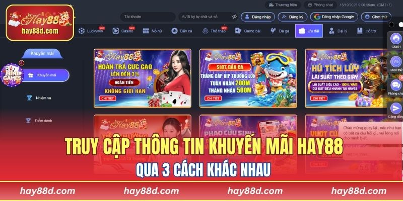 Truy cập thông tin khuyến mãi HAY88 qua 3 cách khác nhau 