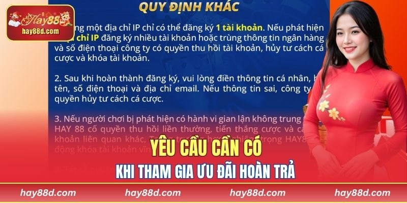 Yêu cầu cần có khi tham gia ưu đãi hoàn trả